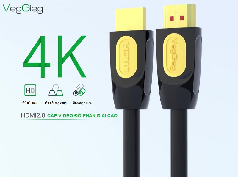 Cáp HDMI 2.0 4K sợi đồng 1.5M VEGGIEG V-H203